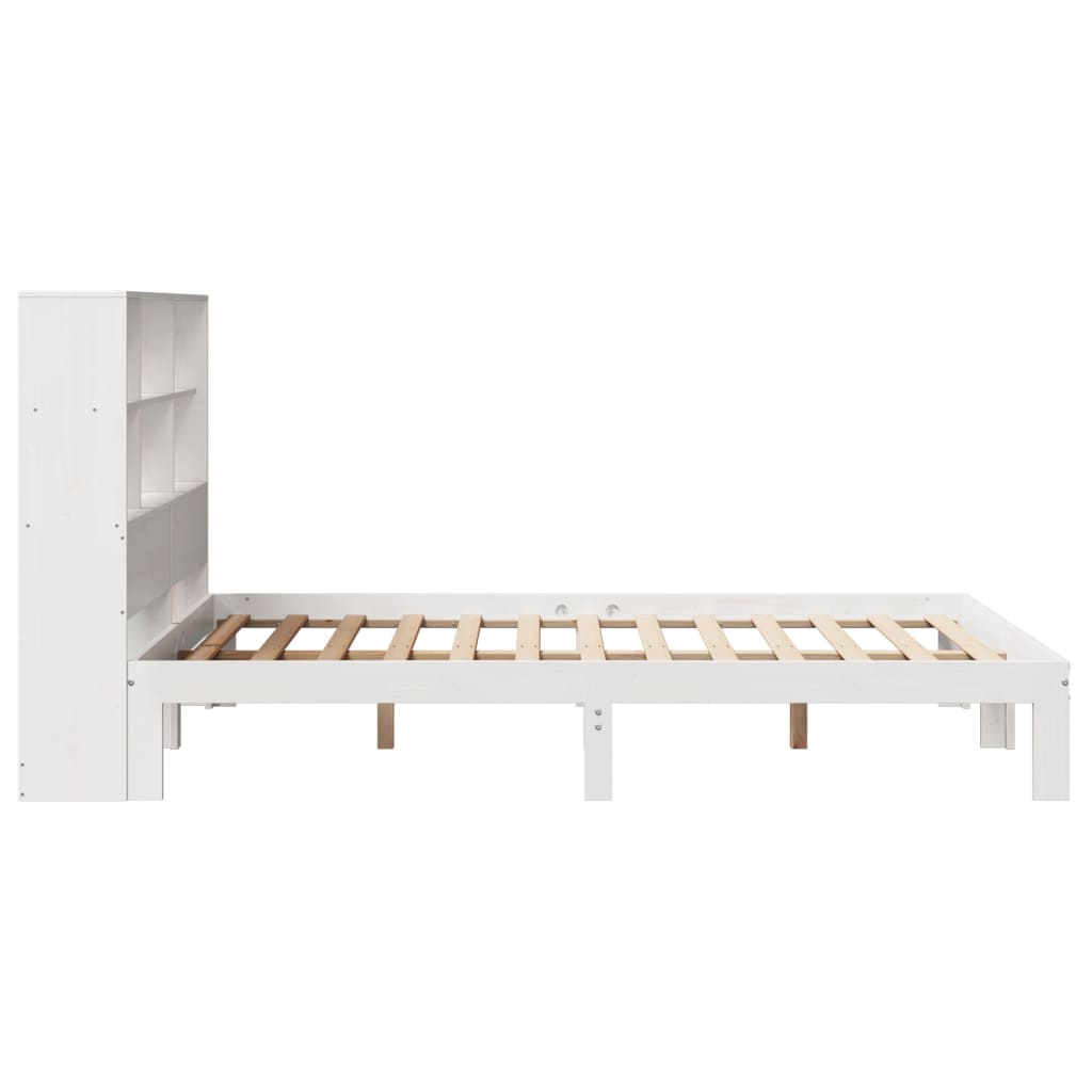 Bookcase Bed without Mattress White 140x190cm Solid Wood Pine