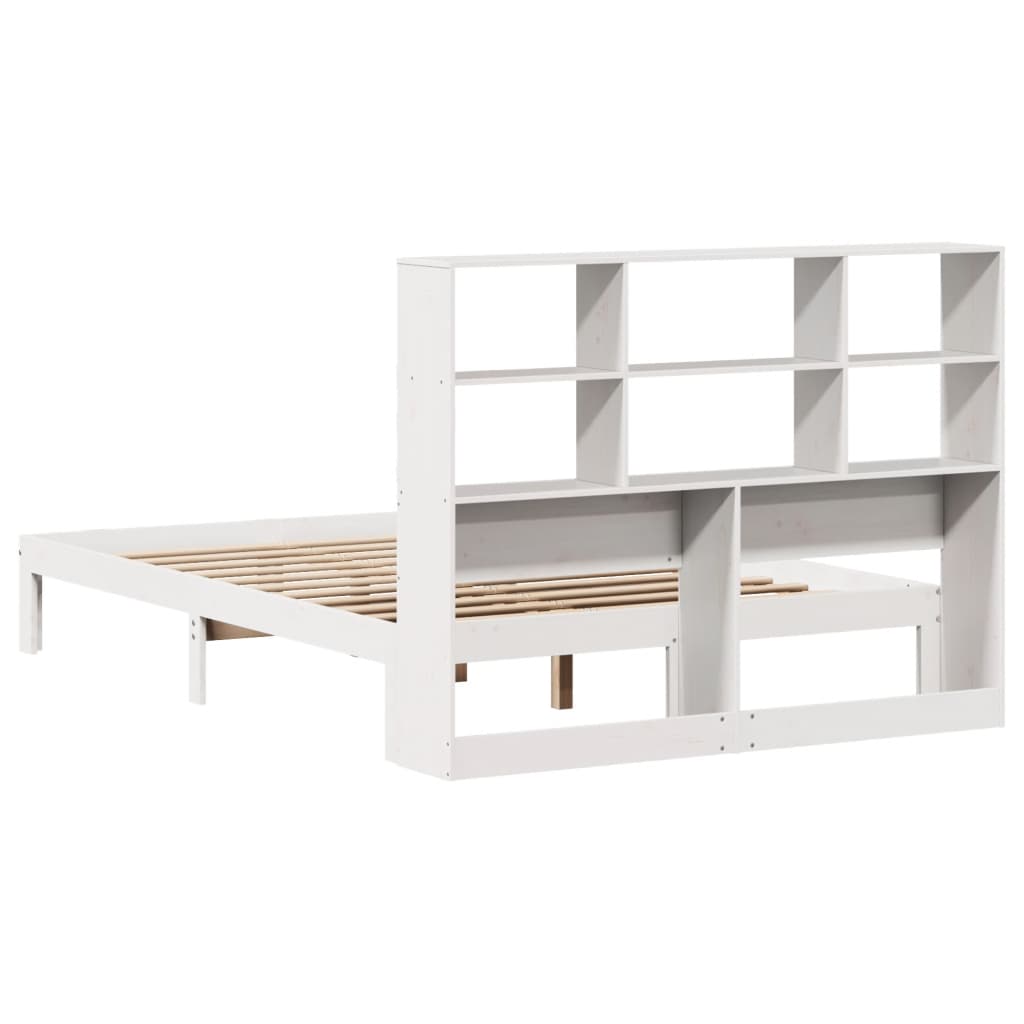Bookcase Bed without Mattress White 140x190cm Solid Wood Pine