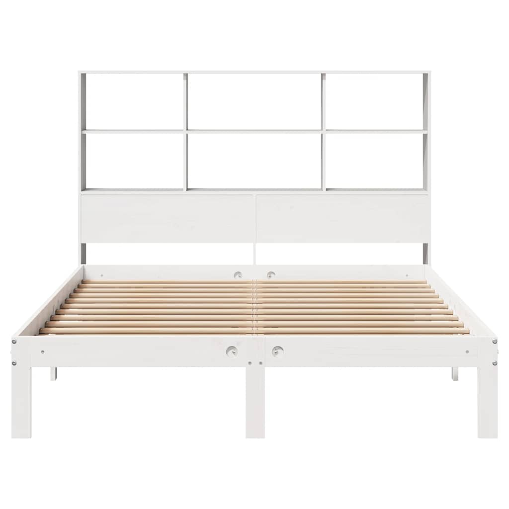 Bookcase Bed without Mattress White 160x200cm Solid Wood Pine