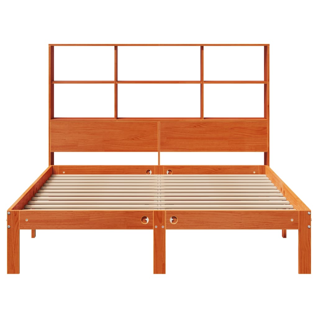 Bookcase Bed without Mattress Wax Brown 140x200cm Solid Wood Pine