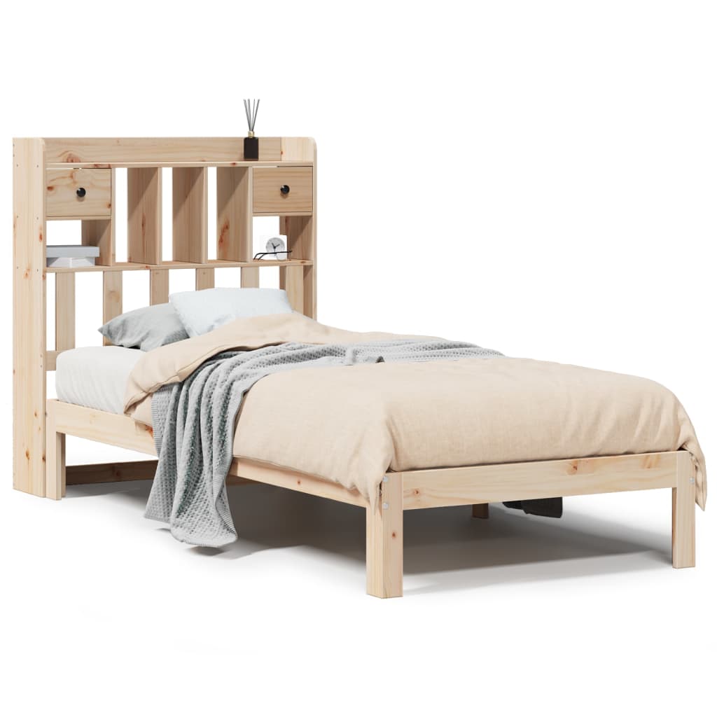 Bookcase Bed without Mattress 100x200cm Solid Wood Pine