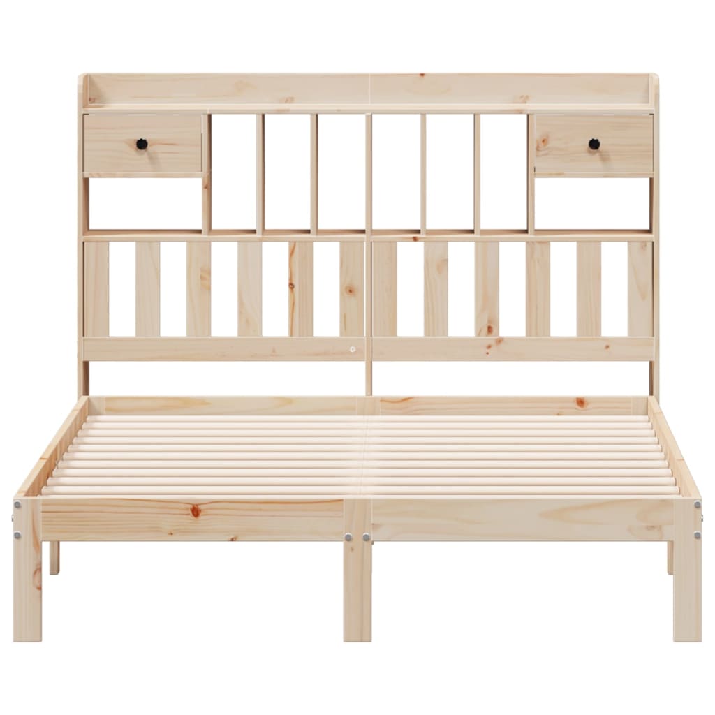 Bookcase Bed without Mattress 140x200cm Solid Wood Pine