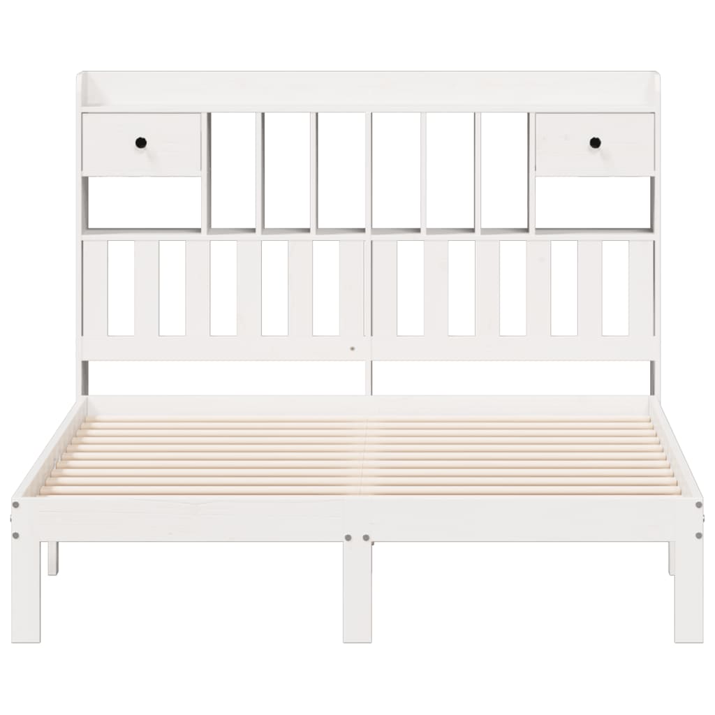 Bookcase Bed without Mattress White 140x200cm Solid Wood Pine
