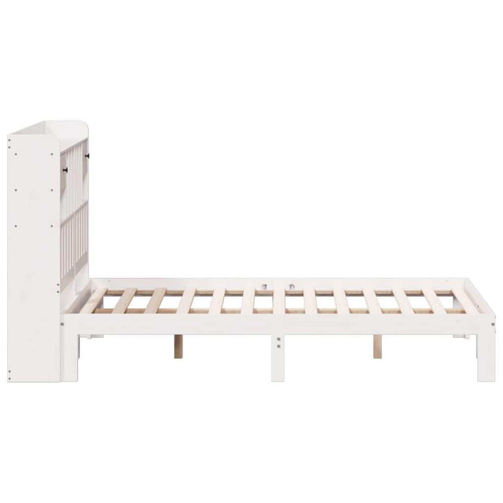 Bookcase Bed without Mattress White 140x200cm Solid Wood Pine