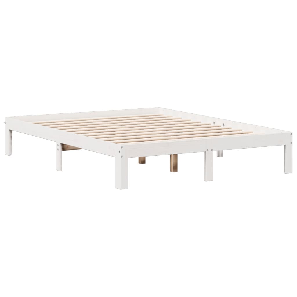 Bookcase Bed without Mattress White 140x200cm Solid Wood Pine