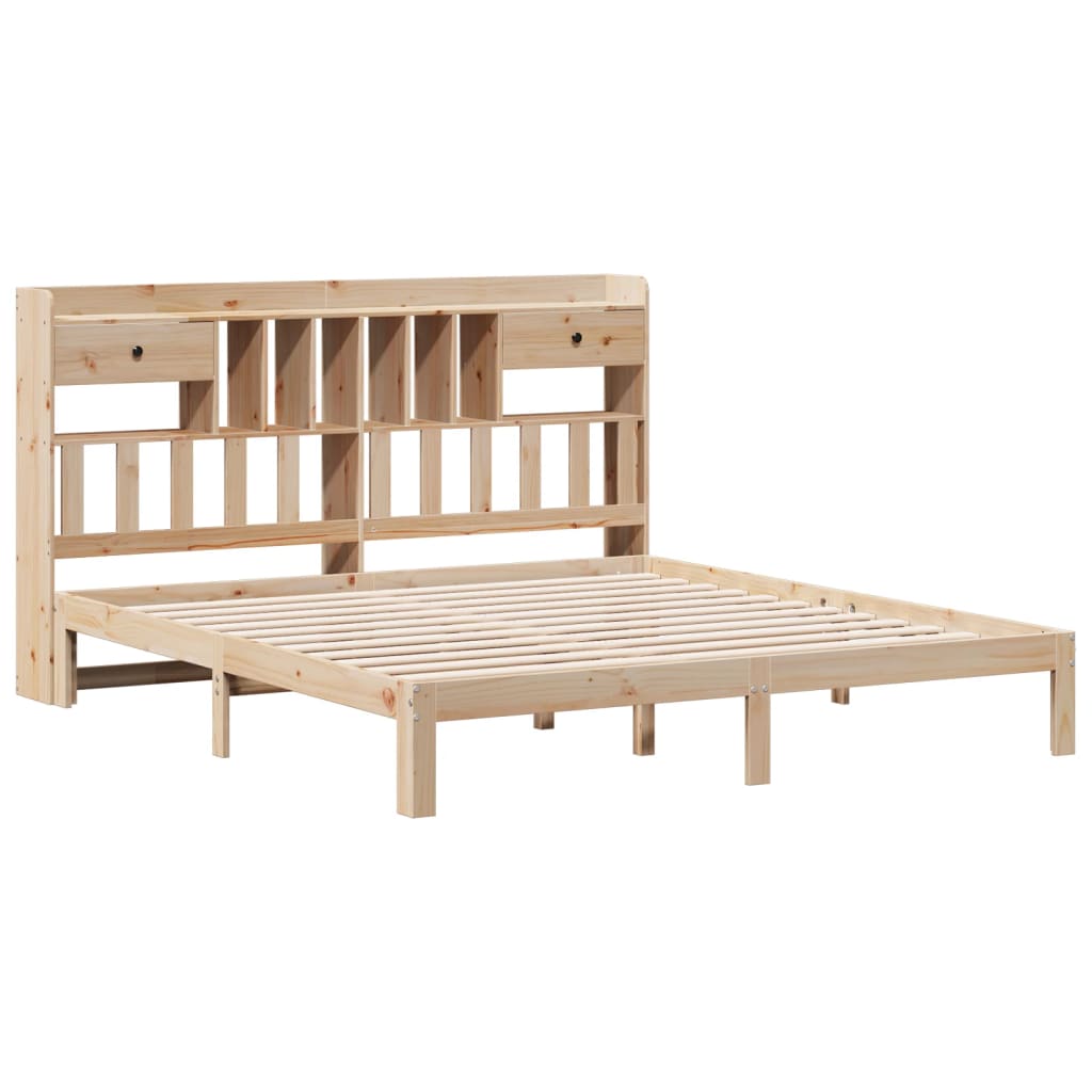 Bookcase Bed without Mattress 180x200cm Solid Wood Pine