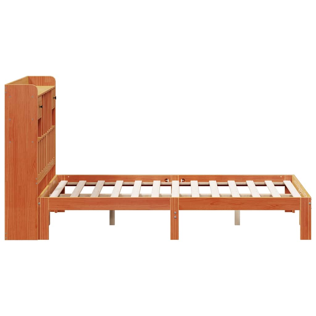 Bookcase Bed without Mattress Wax Brown 135x190cm Solid Wood Pine