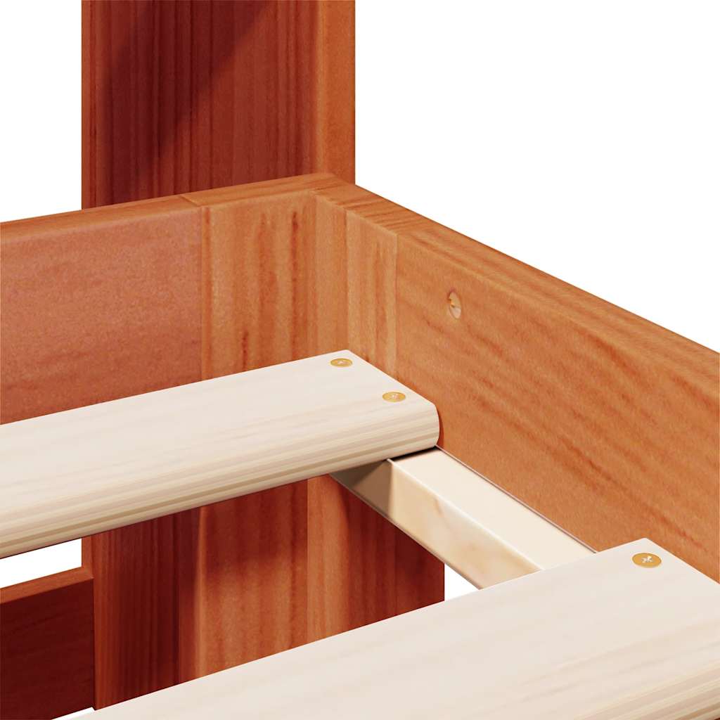 Bookcase Bed without Mattress Wax Brown 135x190cm Solid Wood Pine