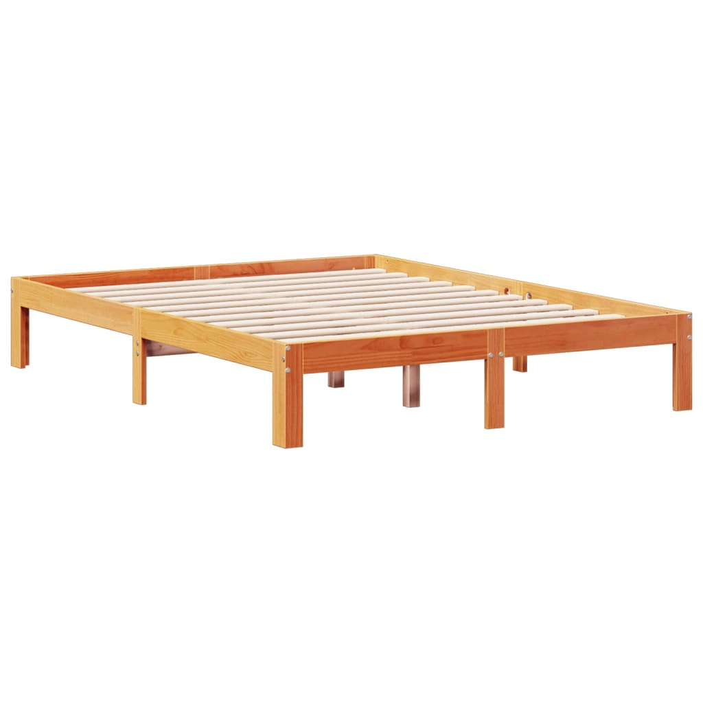 Bookcase Bed without Mattress Wax Brown 140x190cm Solid Wood Pine