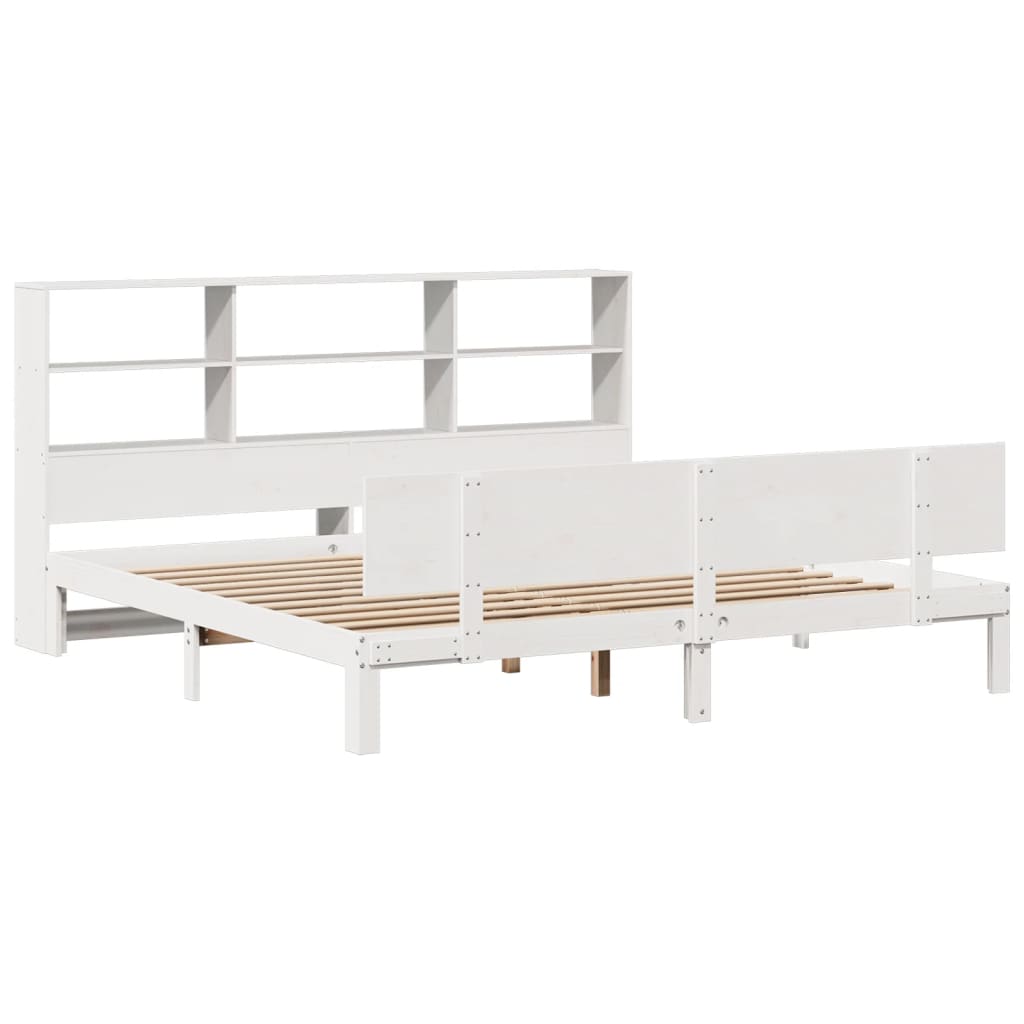 vidaXL Bookcase Bed without Mattress White 180x200 cm Super King Solid Wood Pine