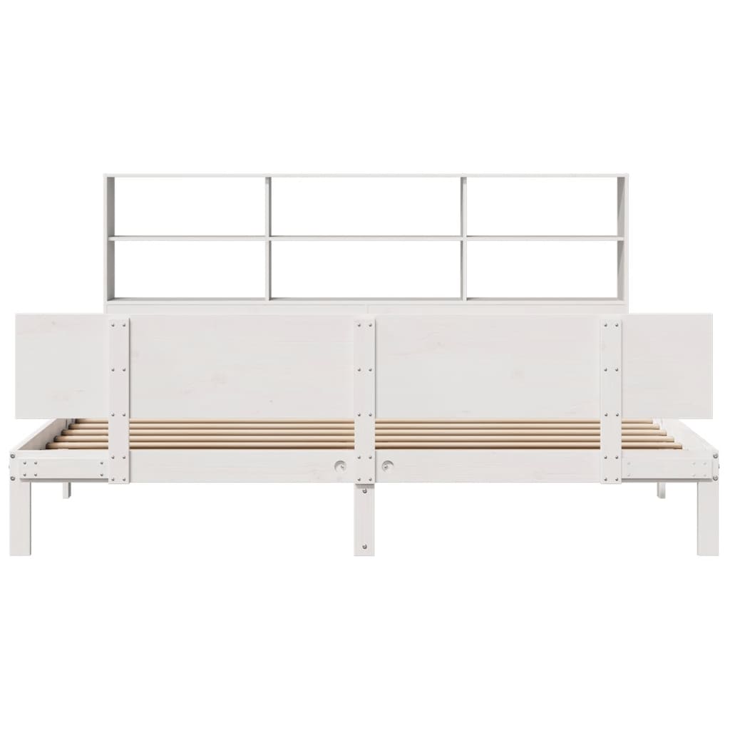 vidaXL Bookcase Bed without Mattress White 180x200 cm Super King Solid Wood Pine