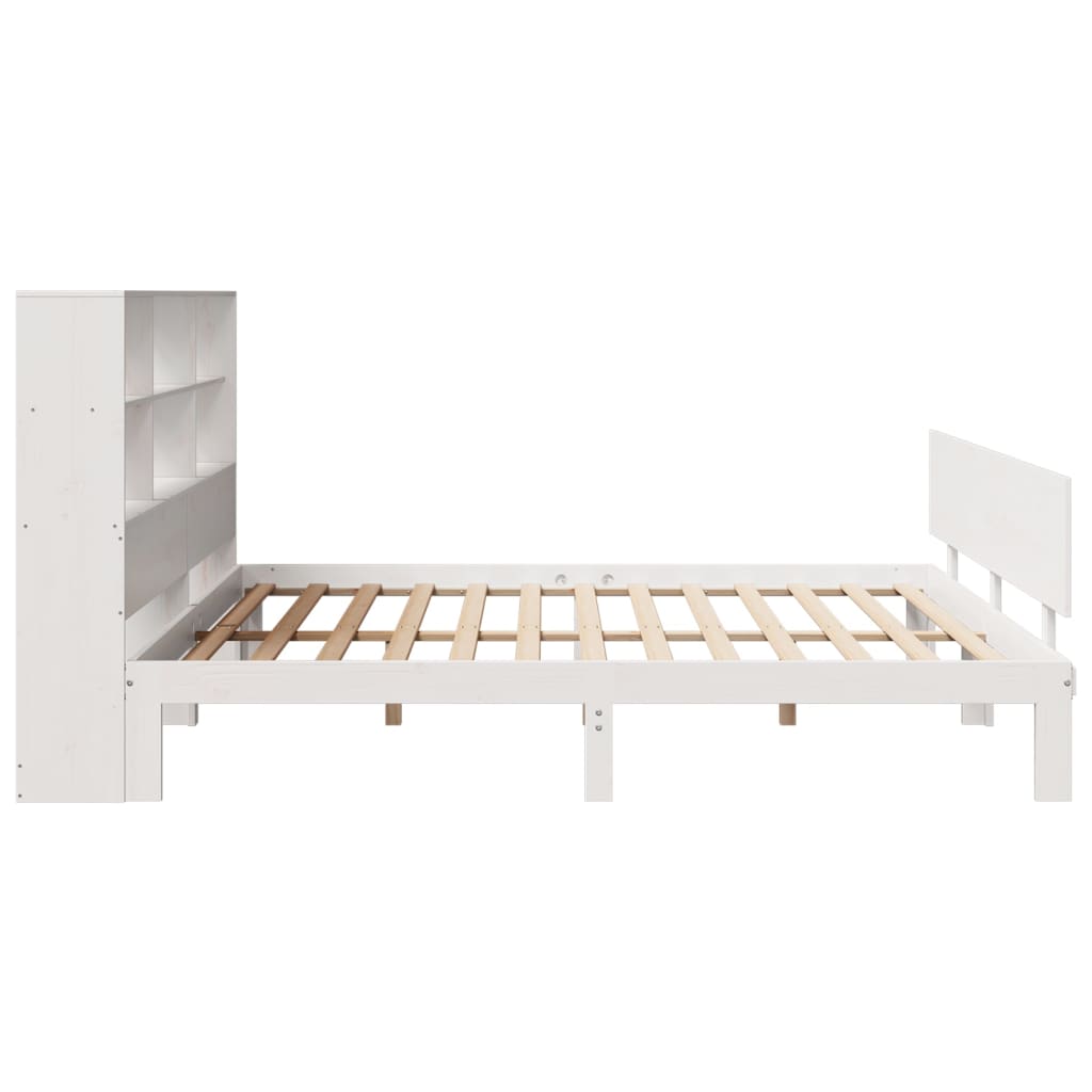 vidaXL Bookcase Bed without Mattress White 180x200 cm Super King Solid Wood Pine