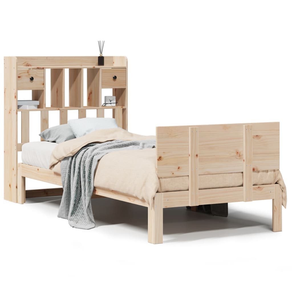 vidaXL Bookcase Bed without Mattress 75x190cm Solid Wood Pine