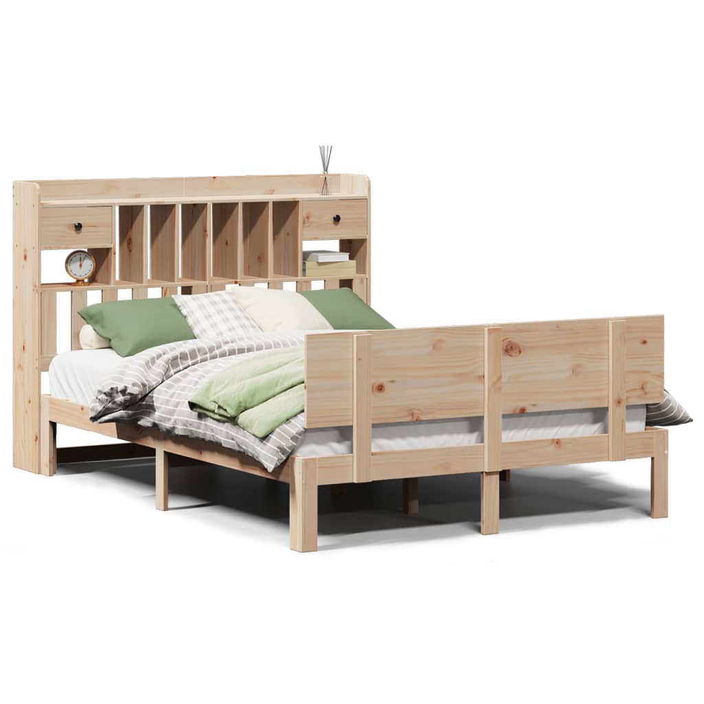 vidaXL Bookcase Bed without Mattress 140x190cm Solid Wood Pine