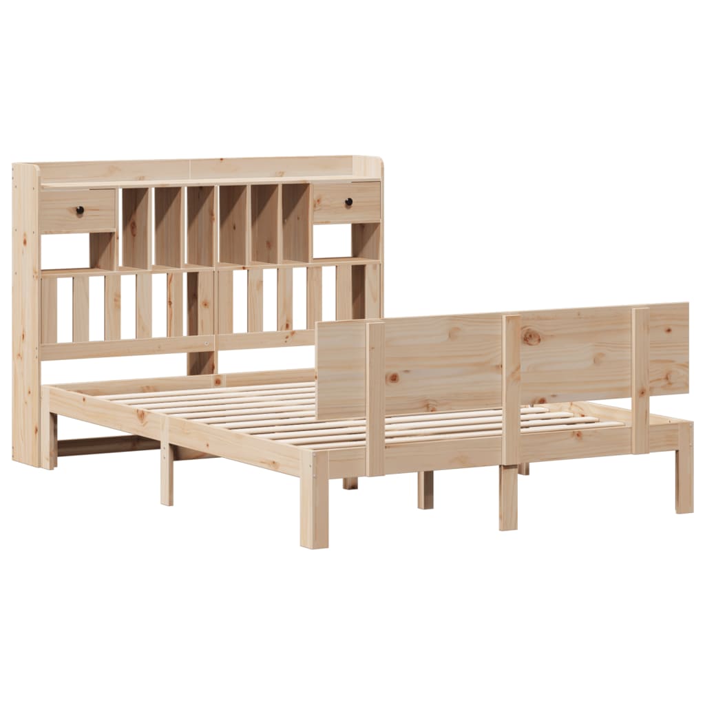 Bookcase Bed without Mattress 140x200cm Solid Wood Pine