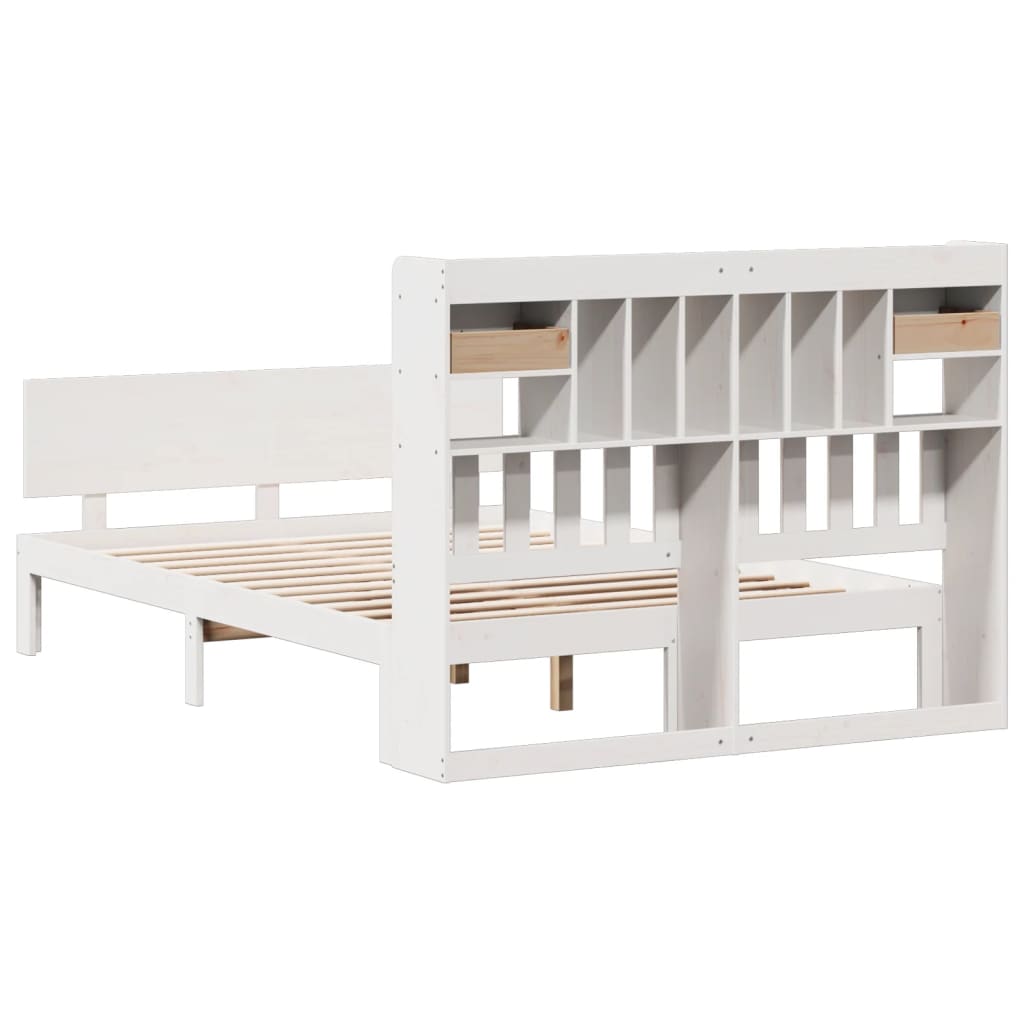 vidaXL Bookcase Bed without Mattress White 140x200cm Solid Wood Pine