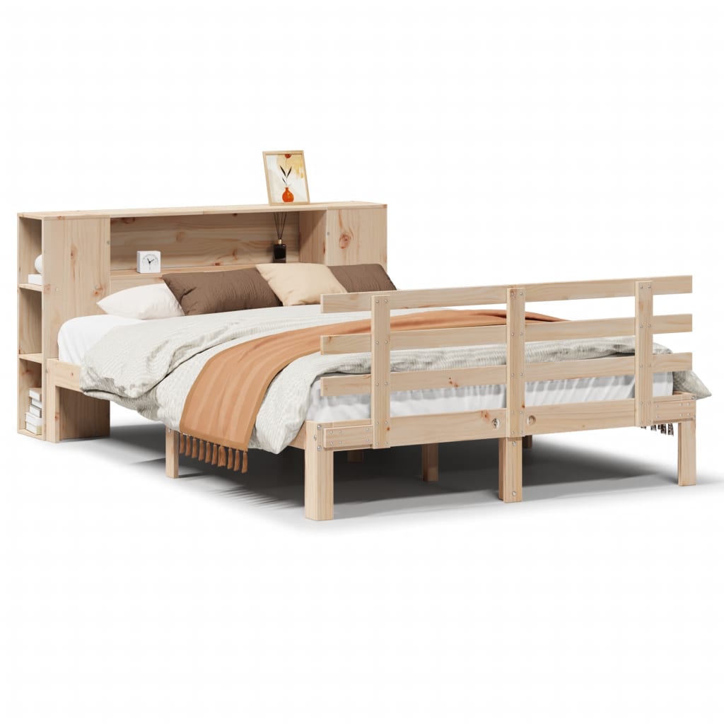 Bookcase Bed without Mattress 135x190 cm Double Solid Wood Pine