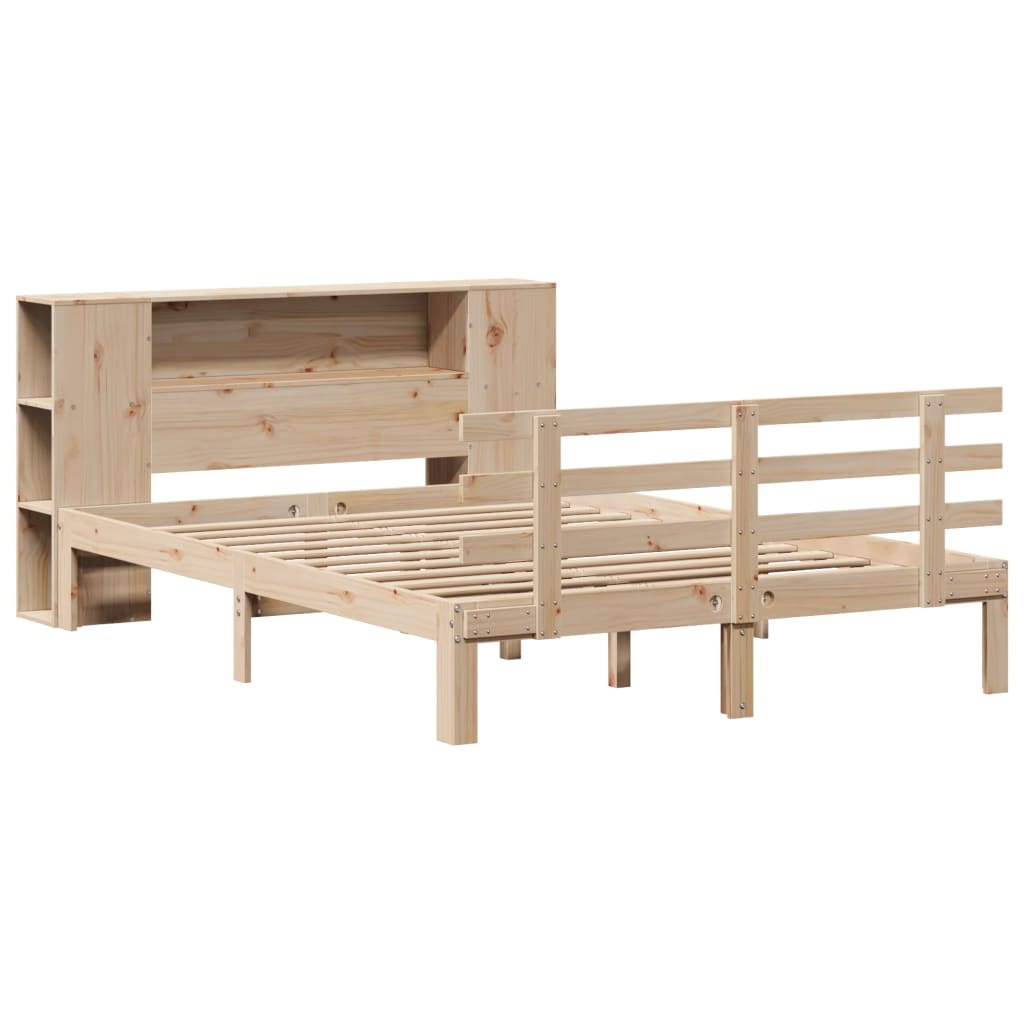 Bookcase Bed without Mattress 135x190 cm Double Solid Wood Pine