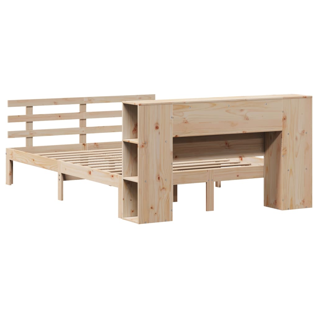 Bookcase Bed without Mattress 135x190 cm Double Solid Wood Pine