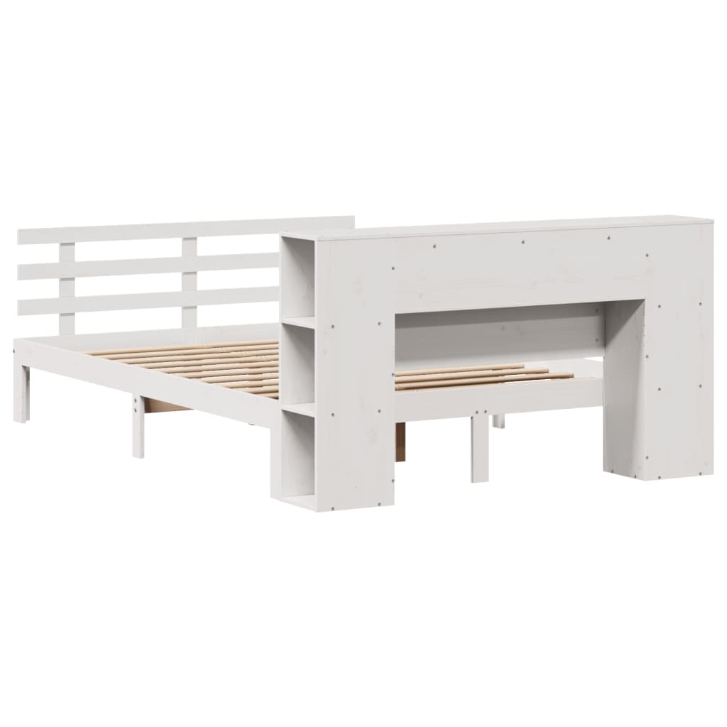 Bookcase Bed without Mattress White 160x200cm Solid Wood Pine