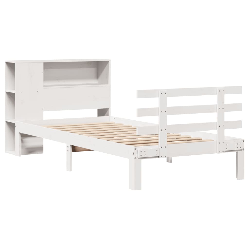 Bookcase Bed without Mattress White 75x190 cm Small Single Solid Wood Pine