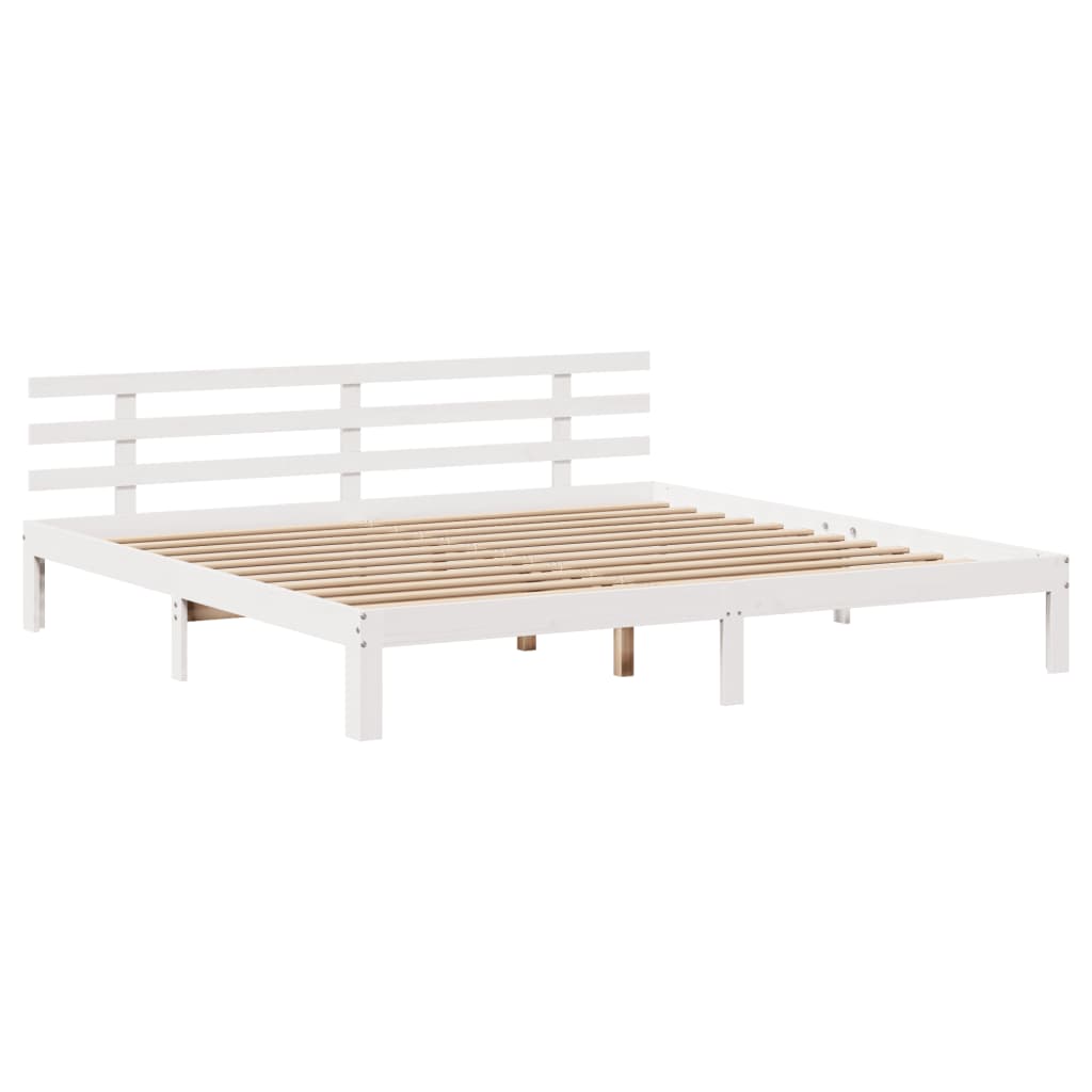 Bookcase Bed without Mattress White 180x200 cm Super King Solid Wood Pine
