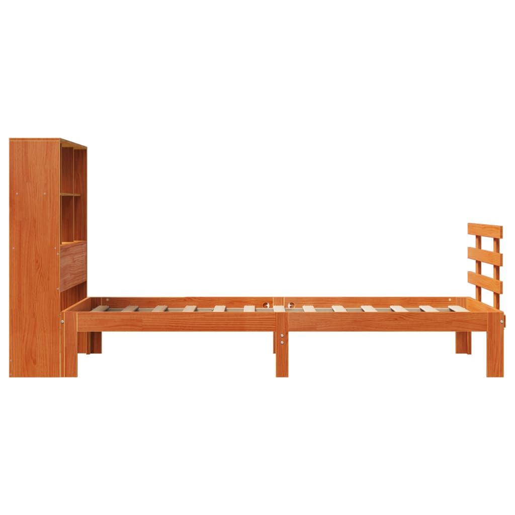 Bookcase Bed without Mattress Wax Brown 100x200cm Solid Wood Pine
