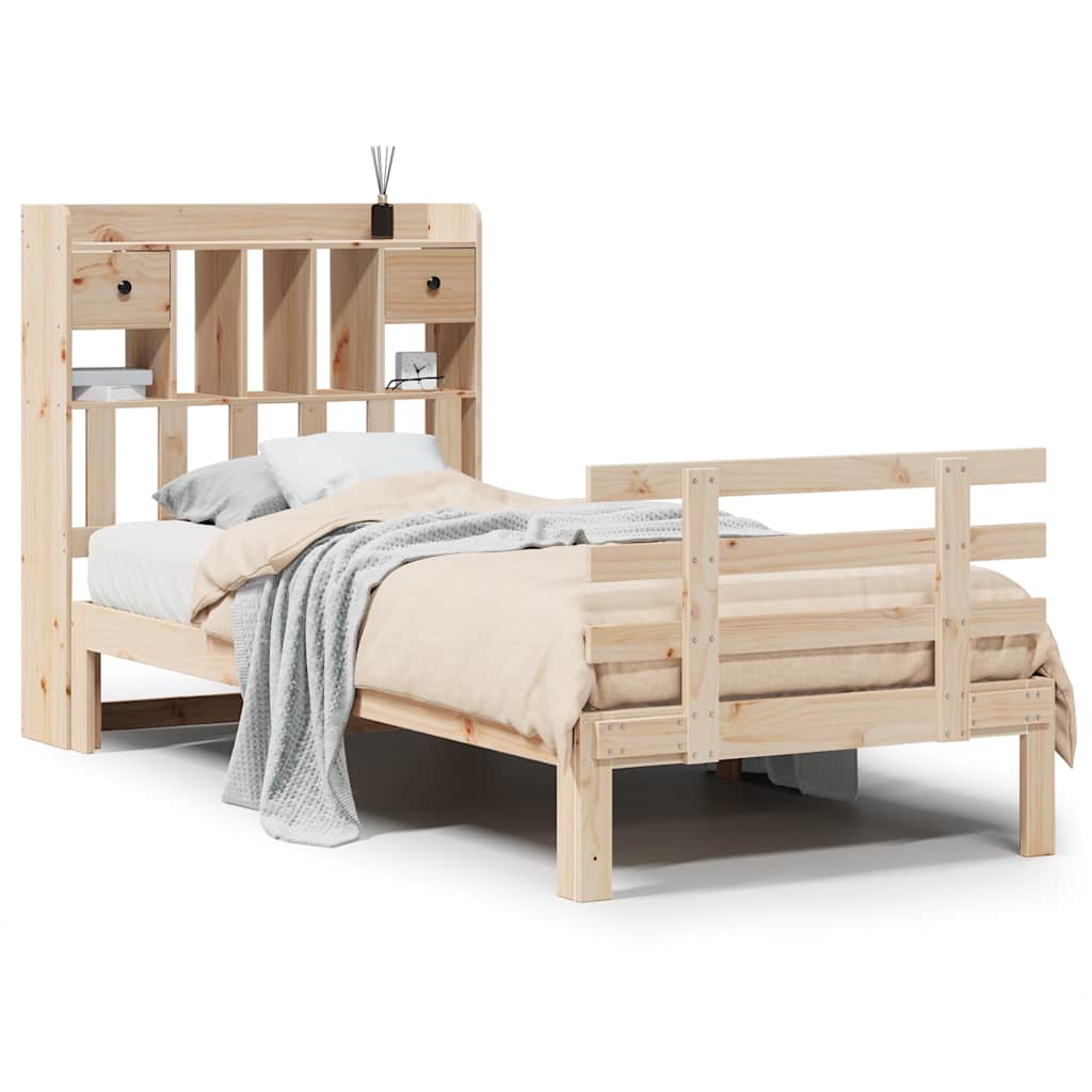 Bookcase Bed without Mattress 90x190 cm Single Solid Wood Pine
