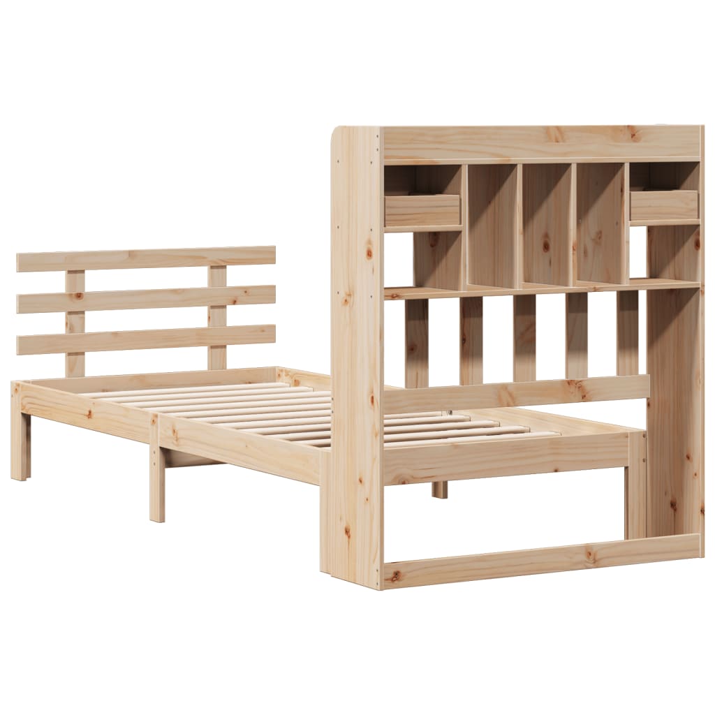 Bookcase Bed without Mattress 90x200cm Solid Wood Pine