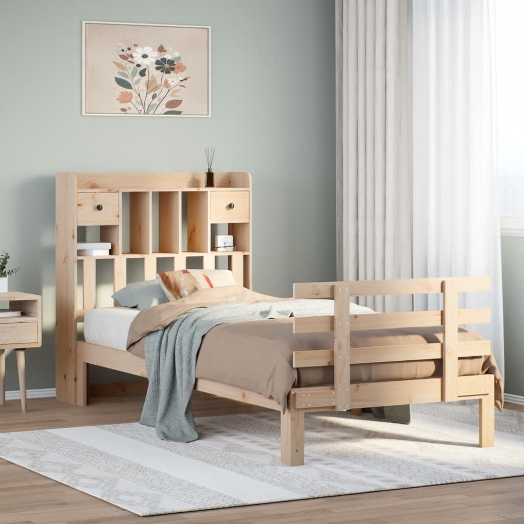 Bookcase Bed without Mattress 90x200cm Solid Wood Pine