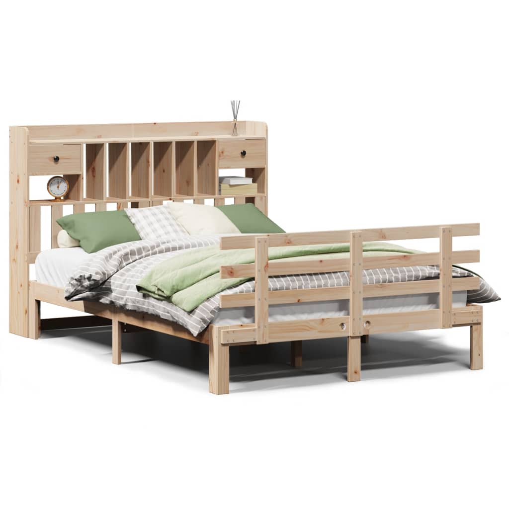 Bookcase Bed without Mattress 140x200 cm Solid Wood Pine