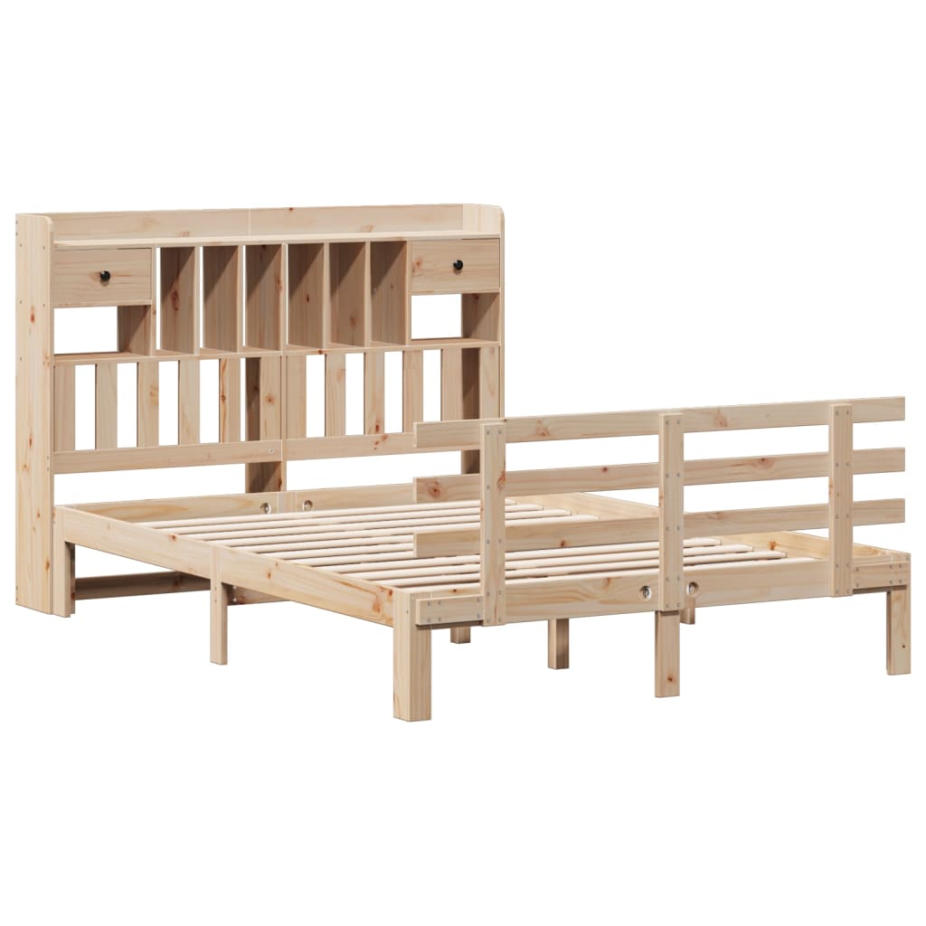 Bookcase Bed without Mattress 140x200 cm Solid Wood Pine