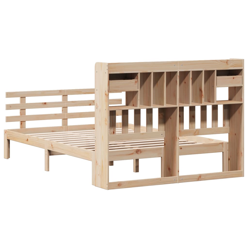Bookcase Bed without Mattress 140x200 cm Solid Wood Pine