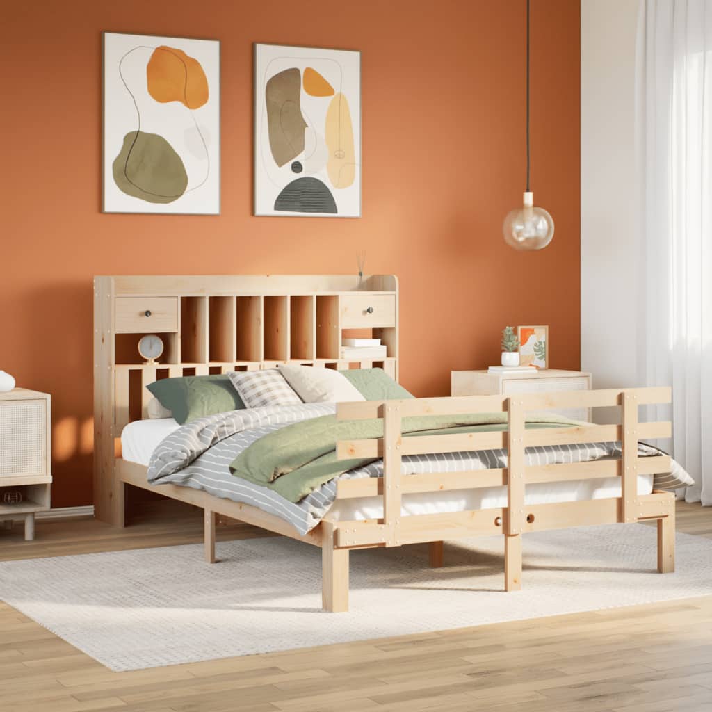 Bookcase Bed without Mattress 140x200 cm Solid Wood Pine