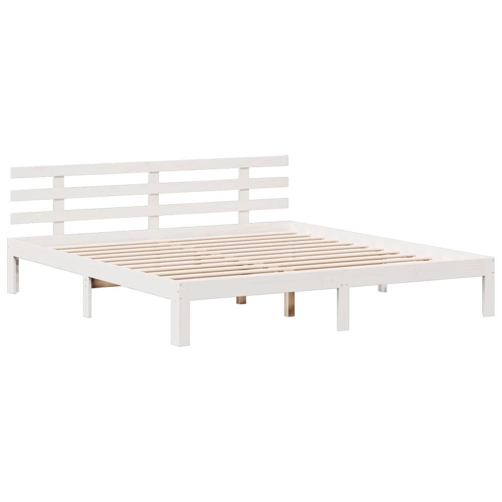 Bookcase Bed without Mattress White 180x200 cm Super King Solid Wood Pine