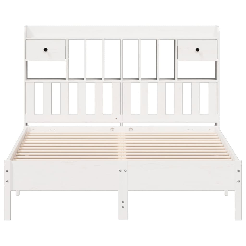 Bookcase Bed without Mattress White 160x200 cm Solid Wood Pine