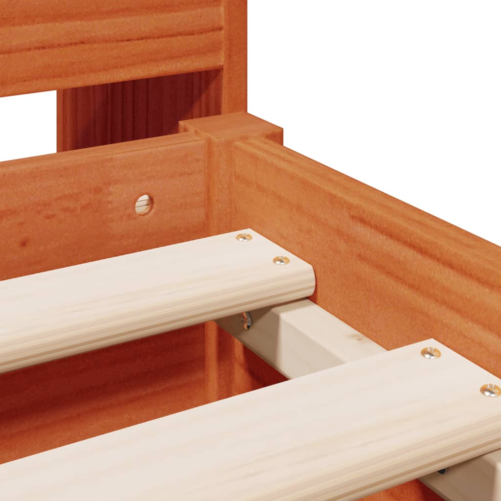 Bookcase Bed without Mattress Wax Brown 150x200 cm King Size Solid Wood Pine