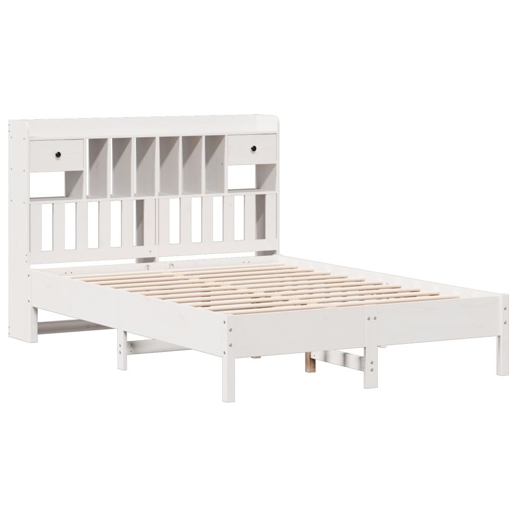 Bookcase Bed without Mattress White 140x200 cm Solid Wood Pine