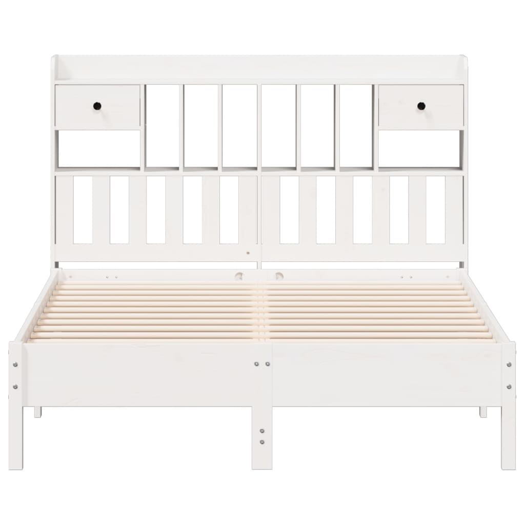 Bookcase Bed without Mattress White 140x200 cm Solid Wood Pine
