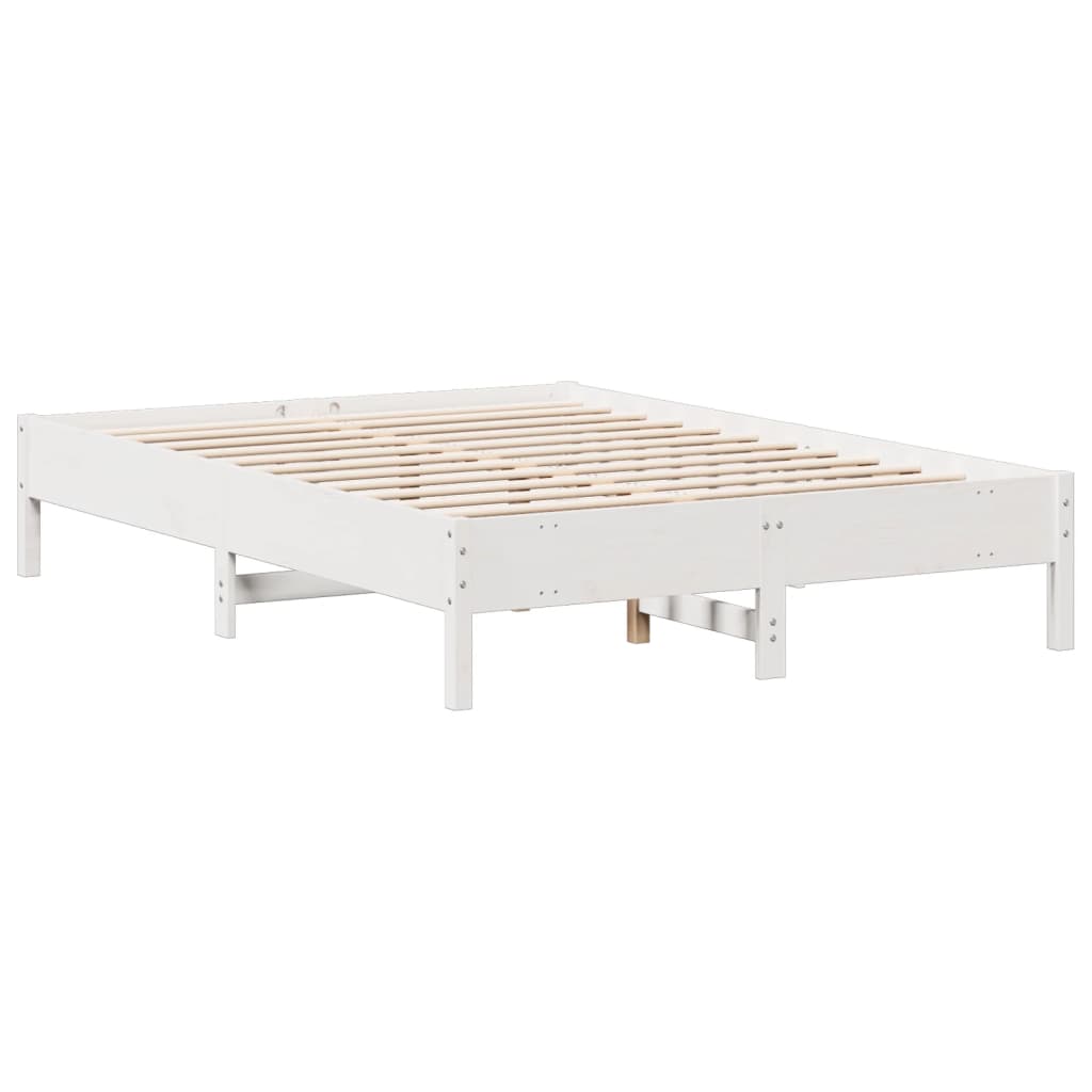 Bookcase Bed without Mattress White 140x200 cm Solid Wood Pine