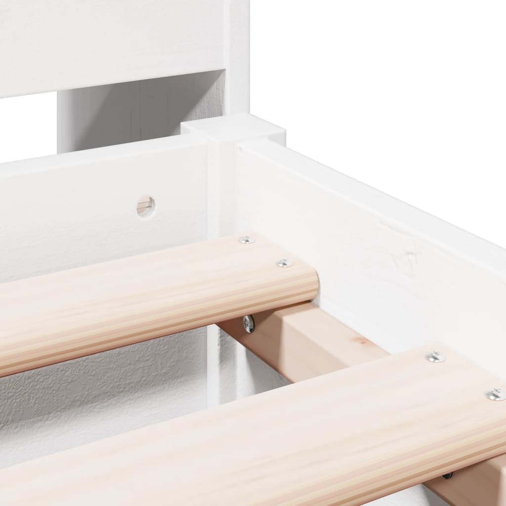 Bookcase Bed without Mattress White 135x190 cm Double Solid Wood Pine