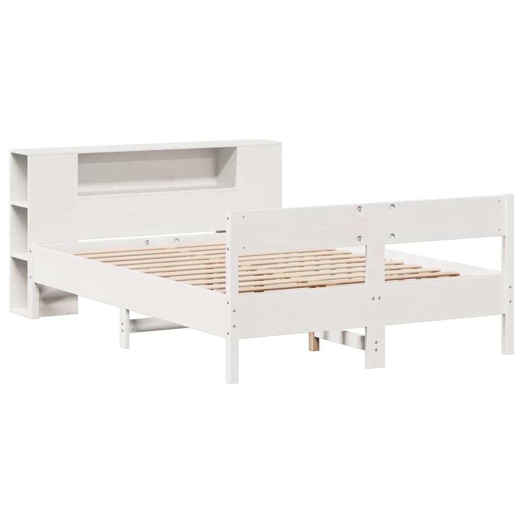 Bookcase Bed without Mattress White 160x200cm Solid Wood Pine