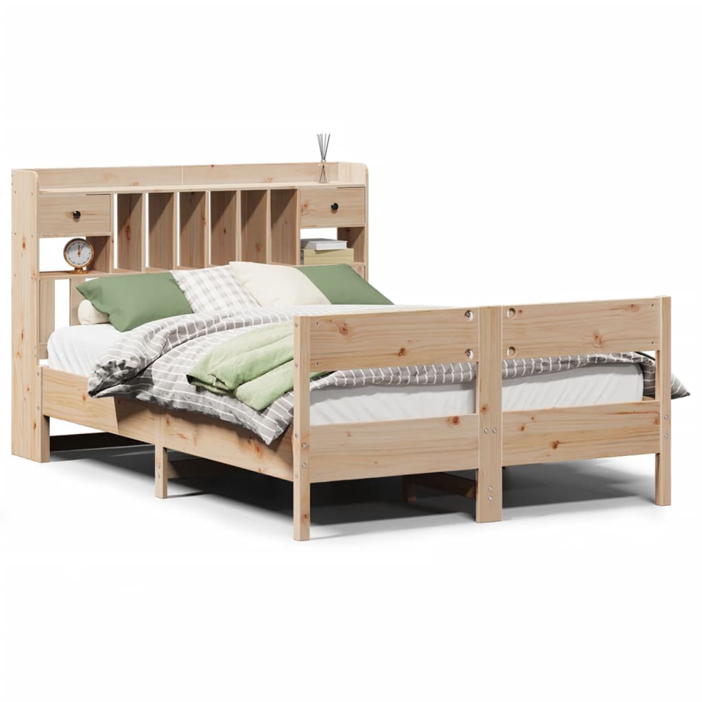 Bookcase Bed without Mattress 140x200cm Solid Wood Pine