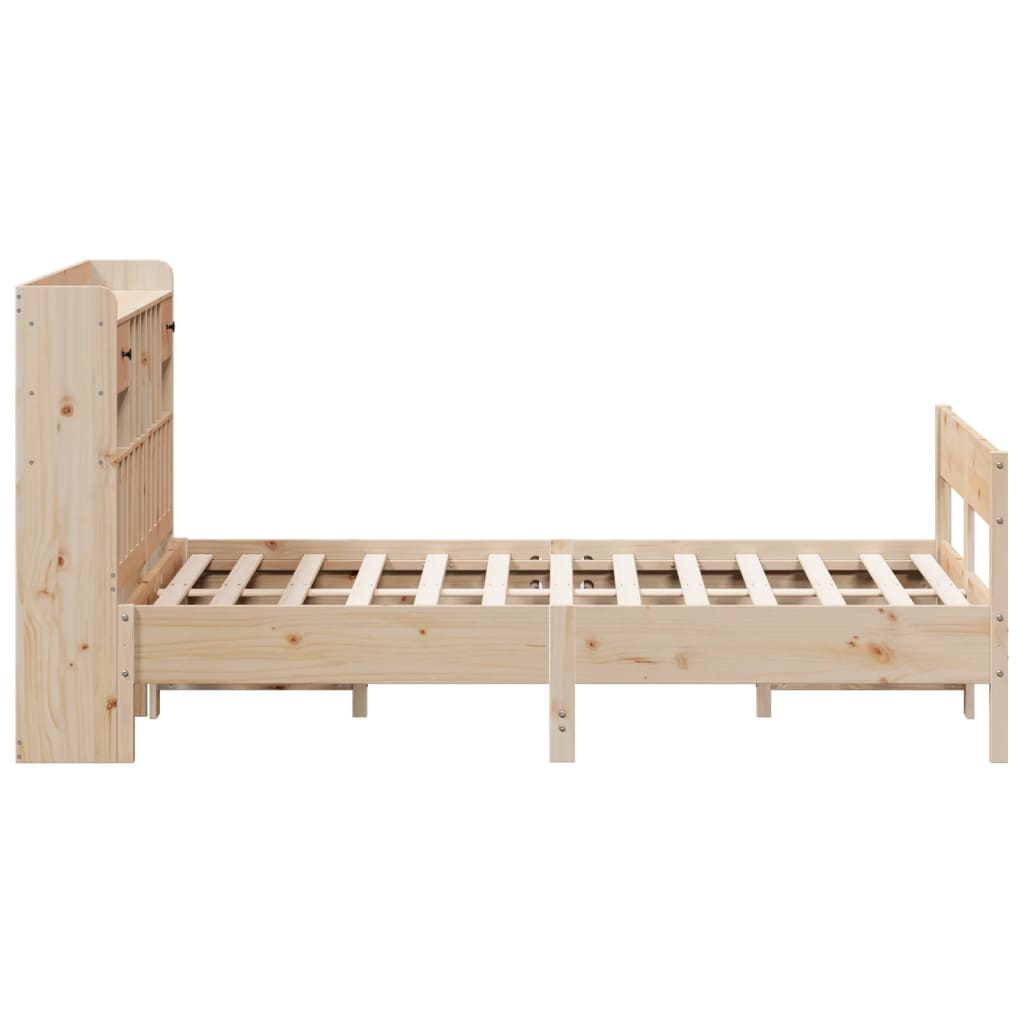 Bookcase Bed without Mattress 140x200cm Solid Wood Pine