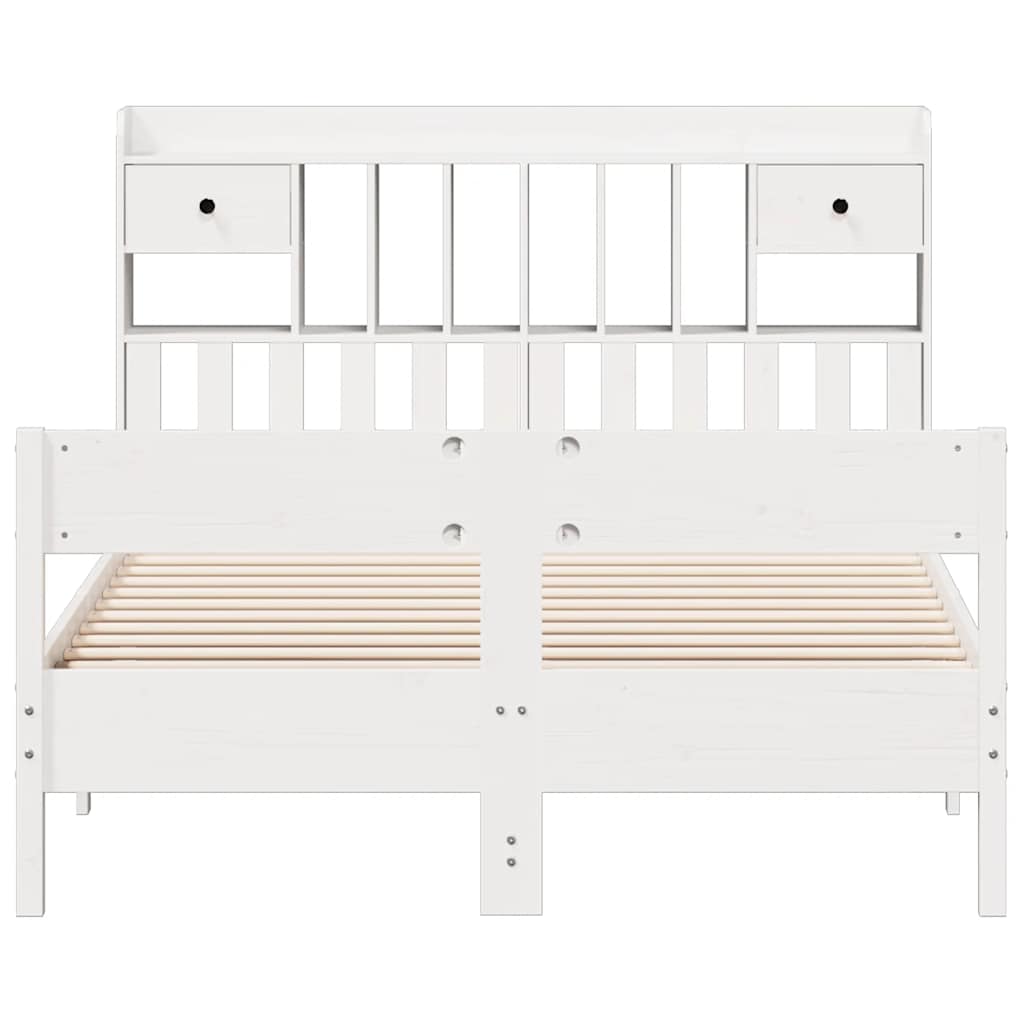 Bookcase Bed without Mattress White 140x200cm Solid Wood Pine