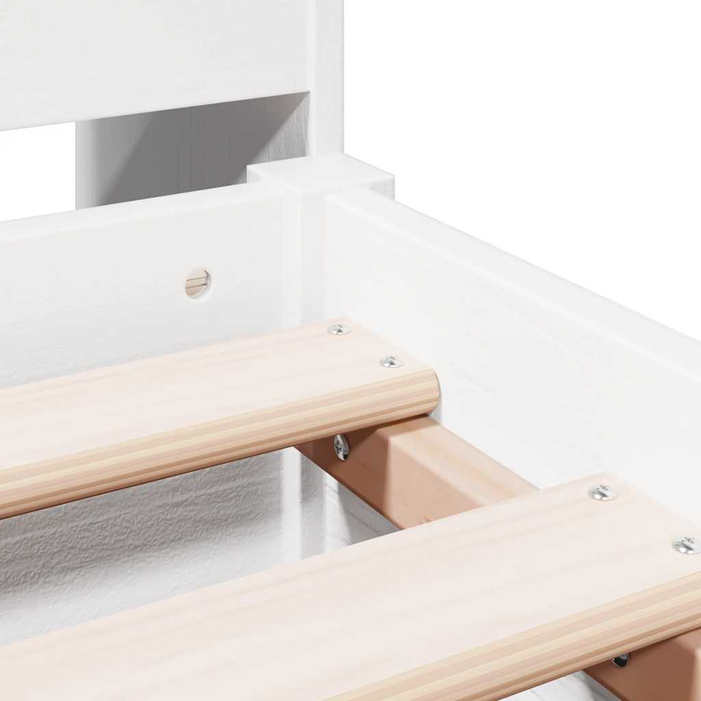 Bookcase Bed without Mattress White 140x200cm Solid Wood Pine