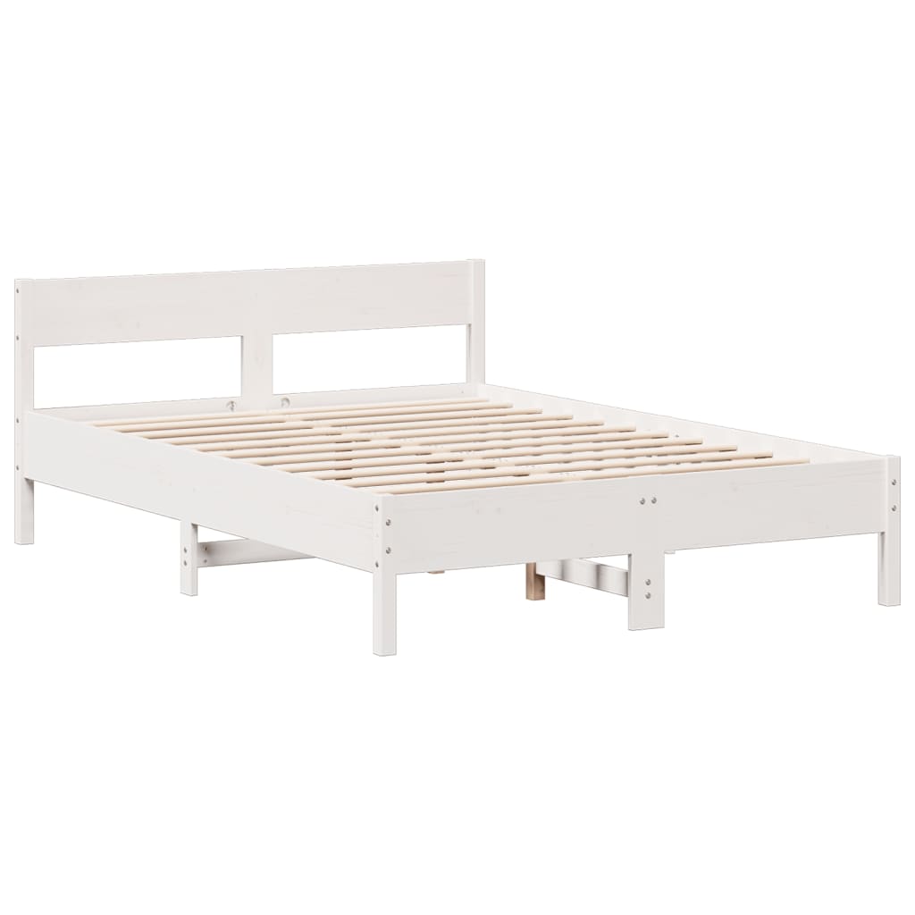 Bookcase Bed without Mattress White 135x190cm Double Solid Wood Pine
