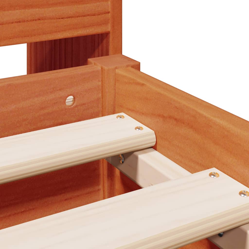Bookcase Bed without Mattress Wax Brown 135x190cm Double Solid Wood Pine