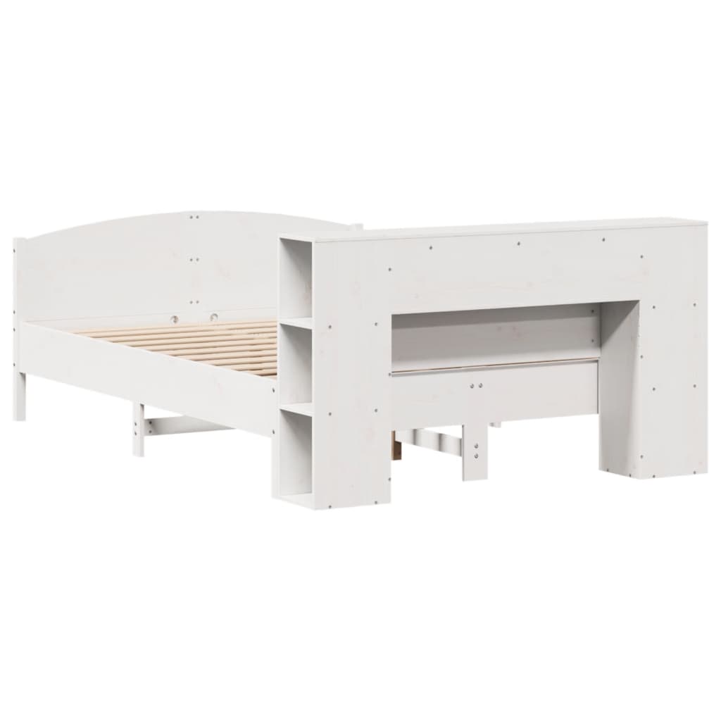 Bookcase Bed without Mattress White 160x200cm Solid Wood Pine