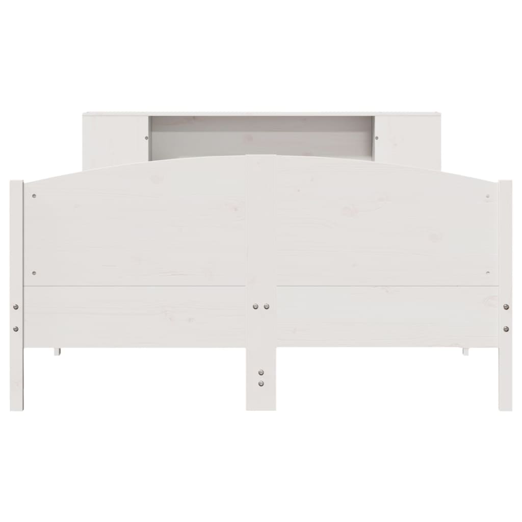 Bookcase Bed without Mattress White 140x200cm Solid Wood Pine